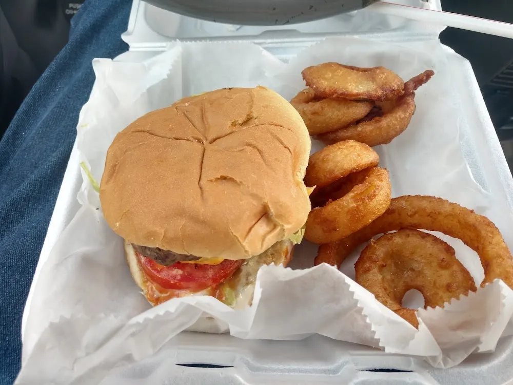 Lakerburger and Onion Rings